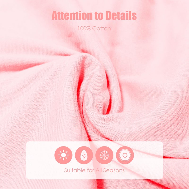 كيس نوم للأطفال من SWEET DOLPHIN من عمر 12 إلى 18 شهرًا - 100% قطن بسحاب ثنائي الاتجاه TOG 0.5 بطانية يمكن ارتداؤها للرضع، 3 أكياس نوم للأطفال حديثي الولادة - وردي - Image 5